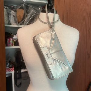 Coach Ashley, large silver wristlet or mini shoulder bag